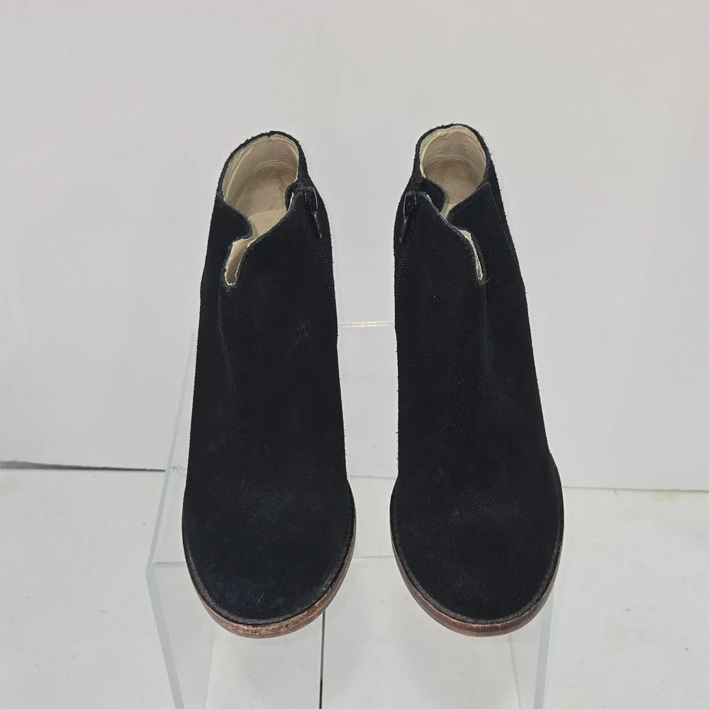 Soho Cobbler Women Black Suede Leather Ankle Boots Block Heel Side Zip Size 8